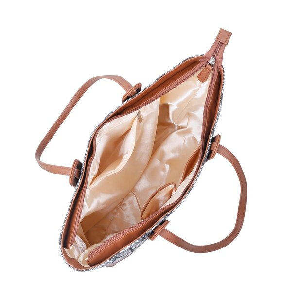 Monochrome Printed Shoulder Tote Bag for Women, Hand Crafted Fabric Handbags - Picture 5 of 10